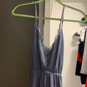 Grey-Blue Floor-Length Prom Dress